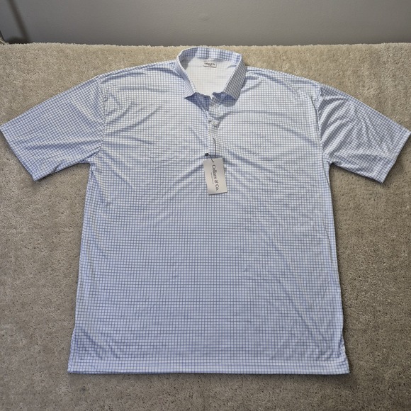 Collars and Co Dress Collar Polo Shirt Mens 4XL White Blue Performance Golf New - Picture 2 of 9